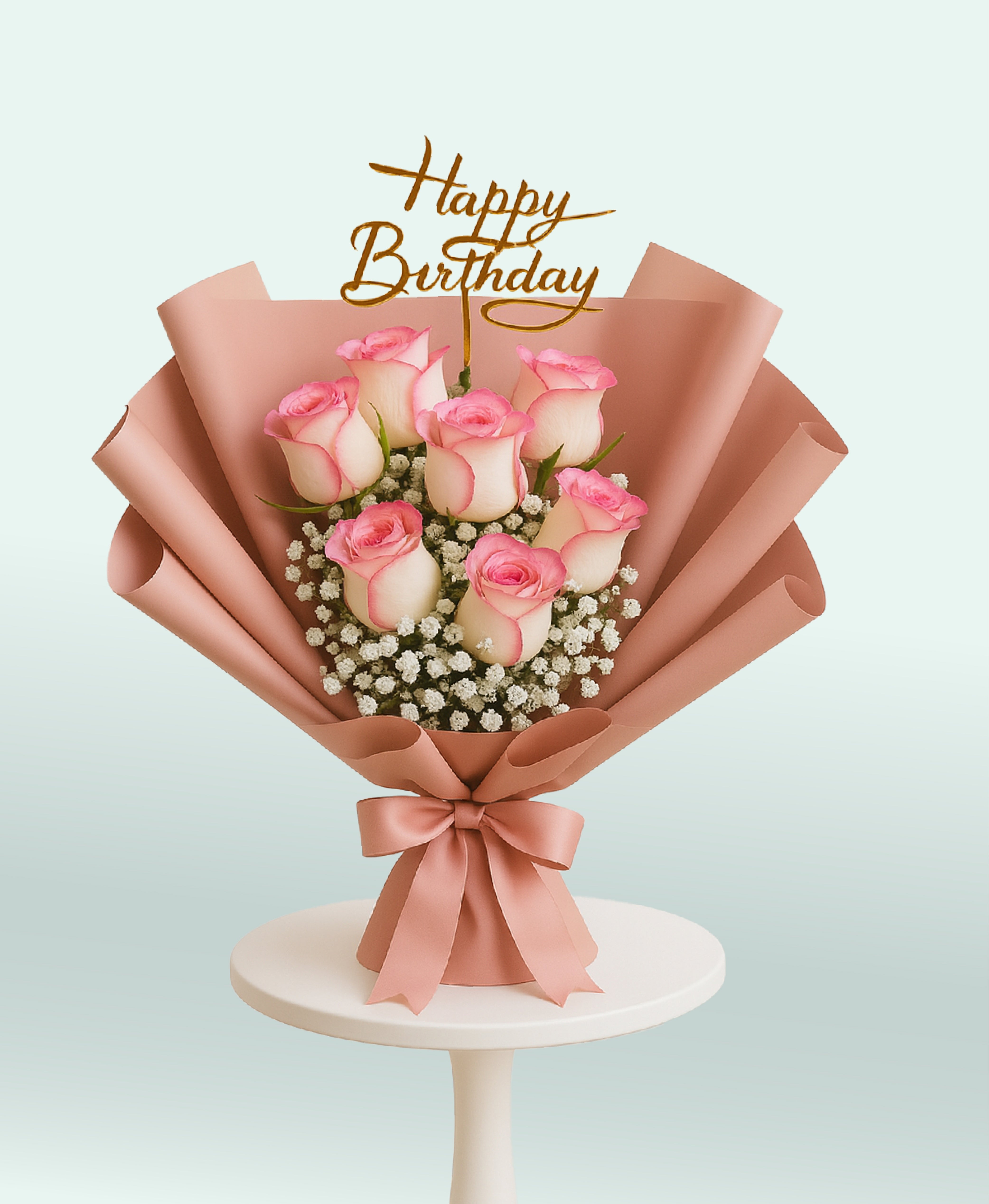 Blush Wishes – Pink Rose Birthday Bouquet